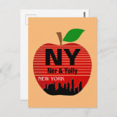 Carte Postale New York Custom Noms La Grosse Pomme (Devant / Derrière)