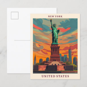 Carte Postale New York États-Unis Élégant Vintage voyage d'art