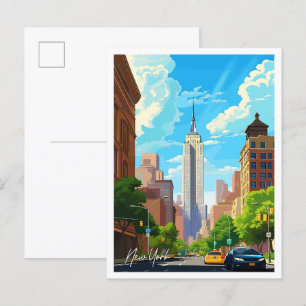 Carte Postale New York États-Unis Illustration de voyage