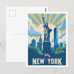 Carte Postale New York États-Unis Vintage célèbre Travel Place