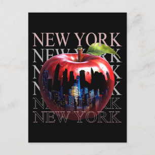 Carte Postale New York La Grosse Pomme Fruit Silhouette City