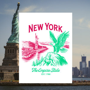 Carte Postale New York L'État Empire. Établie en 1788 Aigle roya
