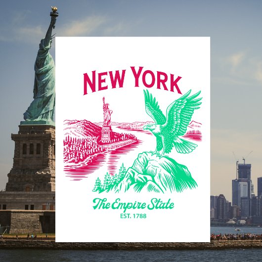 Carte Postale New York L'État Empire. Établie en 1788 Aigle roya
