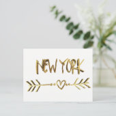 Carte Postale New York Love USA Elegant Gold Look Typographie (Debout devant)
