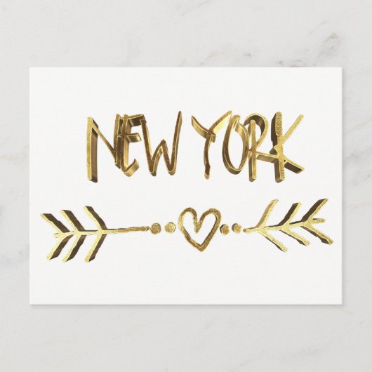 Carte Postale New York Love USA Elegant Gold Look Typographie (Devant)