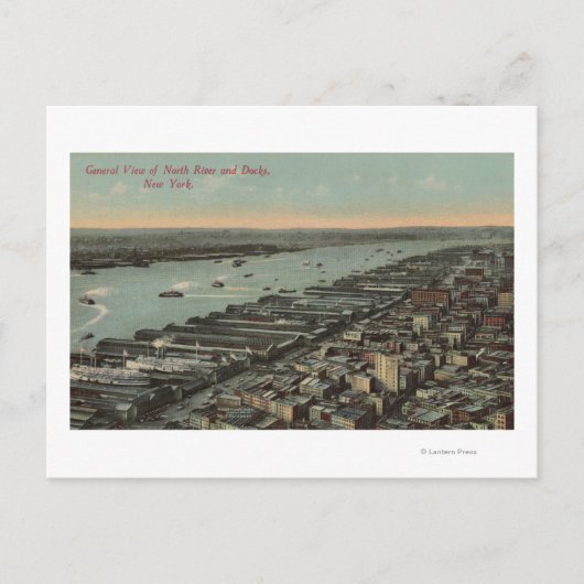 Carte Postale New York, New York - North River View et Docks (Devant)
