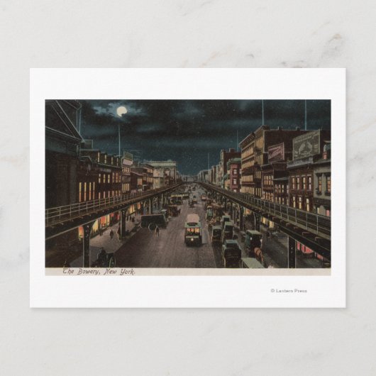 Carte Postale New York, NY - The Bowery - Night Scene (Devant)