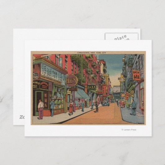 Carte Postale New York, NY - Vue sur Chinatown Shops (Devant / Derrière)