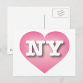 Carte Postale New York Pink Fade Heart - J'aime NY (Devant / Derrière)