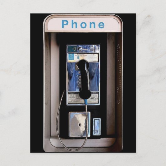 Carte Postale New York Public Pay Phone, Retro Phone Booth (Devant)