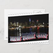 Carte Postale New York Skyline à Night Empire State (Devant / Derrière)