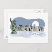 Carte Postale New York Skyline par Moonlight (Devant / Derrière)
