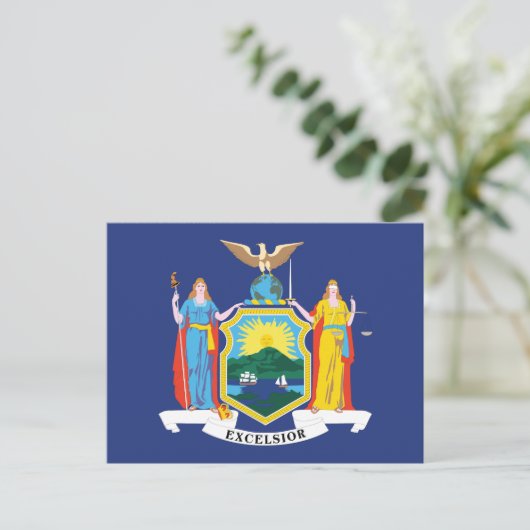 Carte Postale New York State Flag Empire State Liberty Justice (Debout devant)