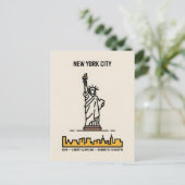Carte Postale New York Statue de la Liberté minimal Line Art Tra (Debout devant)