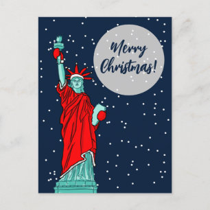 Carte Postale New York Statue de la liberté Noël hiver