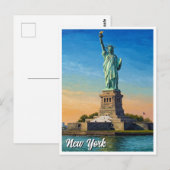 Carte Postale New York Statue de la Liberté Voyage (Devant / Derrière)