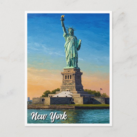 Carte Postale New York Statue de la Liberté Voyage (Devant)