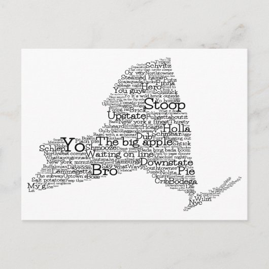 Carte postale New York USA Slang Word Art Map (Devant)