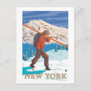 Carte Postale New YorkSkier Carrying Skis