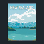 Carte Postale New Zealand Lake Wanaka Otago Travel Art Vintage<br><div class="desc">Design vectoriel néo-zélandais. Le lac Wānaka est le quatrième plus grand lac de Nouvelle-Zélande et le siège de la ville de Wānaka dans la région d'Otago.</div>