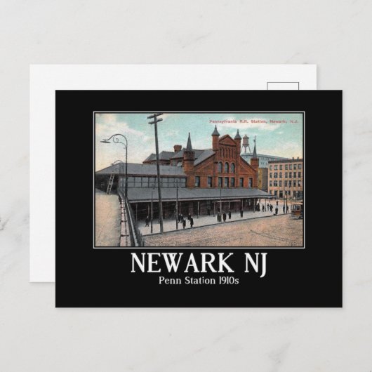Carte Postale Newark NJ Penn Train Station 1910 (Devant / Derrière)