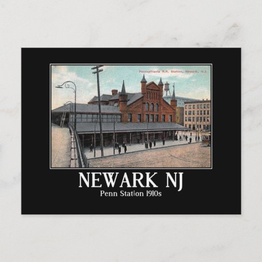 Carte Postale Newark NJ Penn Train Station 1910 (Devant)