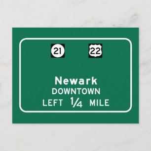 Carte Postale Newark, NJ Road Sign