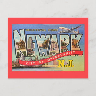 Carte Postale Newark NJ Ville d'Opportunité Rétro