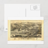 Carte Postale Newcastle & Damariscotta, Maine en 1878 (Devant / Derrière)