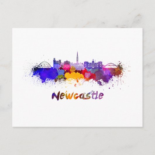 Carte Postale Newcastle skyline in watercolor (Devant)