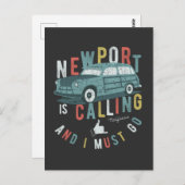 Carte Postale Newport Appelle Et Je Dois Aller T-shirt (Devant / Derrière)
