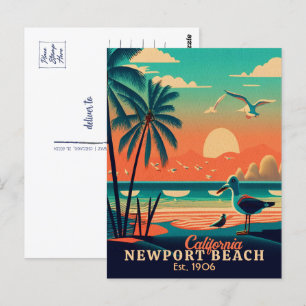 Carte Postale Newport Beach California Sunset Souvenirs 1950