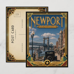 Carte Postale Newport Kentucky Art Déco vintage de l'âge d'or