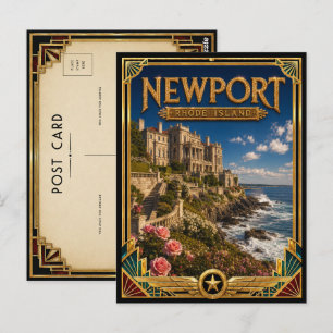 Carte Postale Newport Rhode Island Art Déco Vintage de l'Âge d'O