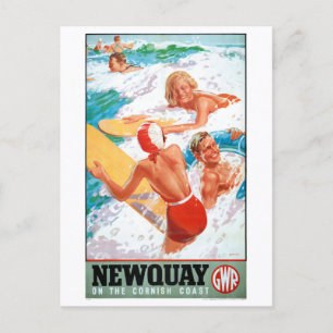 Carte Postale Newquay sur le Poster vintage de la côte de Cornou
