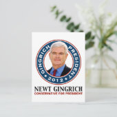 Carte Postale Newt Gingrich Conservateur pour le président (Debout devant)