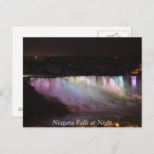 Carte Postale Niagara Falls à la nuit (Devant / Derrière)