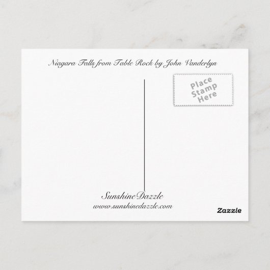 Carte Postale Niagara Falls de Table Rock (Dos)