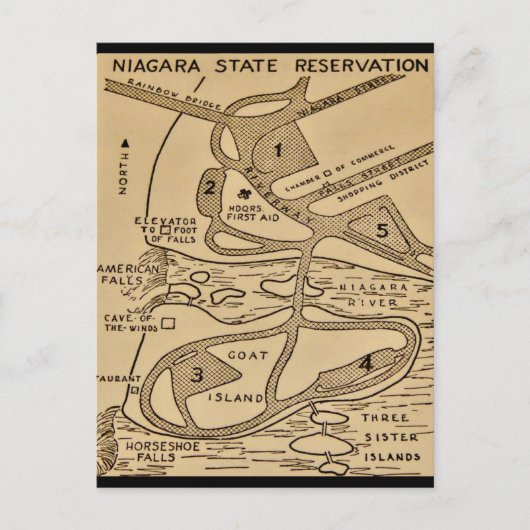 Carte Postale Niagara Falls Map Postcard (Devant)