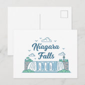 Carte Postale Niagara Falls Minimal Flat Design Illustration (Devant / Derrière)