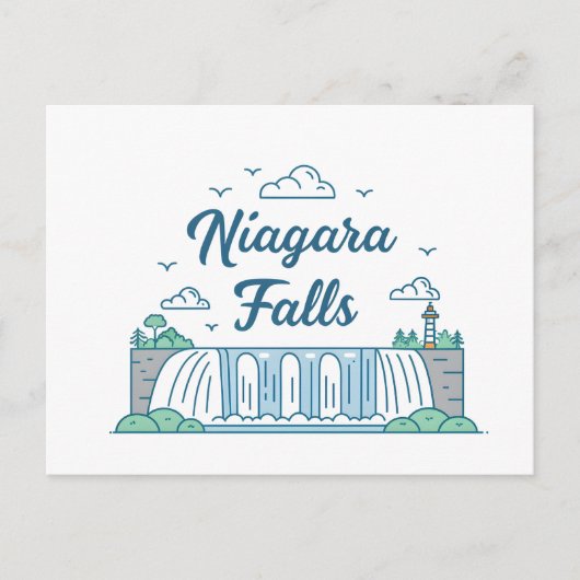 Carte Postale Niagara Falls Minimal Flat Design Illustration (Devant)