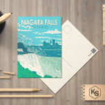 Carte Postale Niagara Falls Ontario Travel Art Vintage<br><div class="desc">Niagara Falls dans un style vectoriel. Son emplacement sur la rive ouest de la rivière Niagara surplombe les chutes du fer à cheval,  la section la plus étendue des cascades.</div>