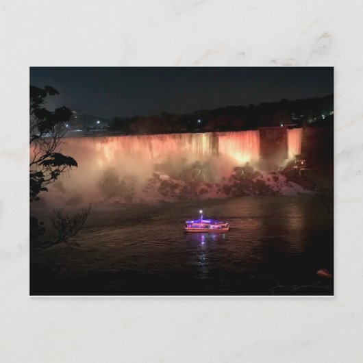Carte Postale Niagra tombe la nuit (Devant)