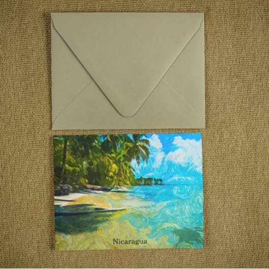 Carte Postale Nicaragua Tropical Scenery Oil Paint Beach