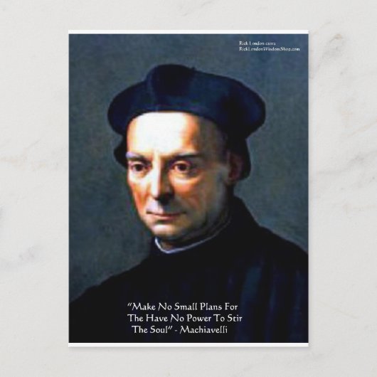 Carte Postale Niccolo Machiavelli "Power" Citation de sagesse Ca (Devant)