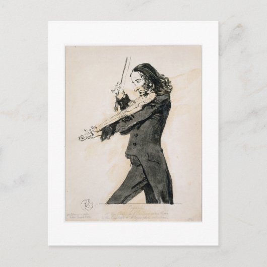 Carte Postale Niccolo Paganini (1782-1840) jouant le violon, 1 (Devant)