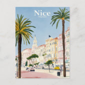 Carte Postale Nice France Aquarelle Peinture Voyage (Devant)