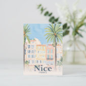Carte Postale Nice France Aquarelle Peinture Voyage (Debout devant)