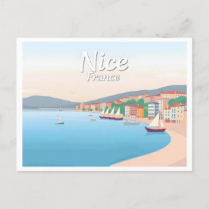 Carte Postale Nice France Côte d'Azur Pastel Travel