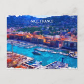 Carte Postale Nice France Riviera Marina Aquarelle (Devant)